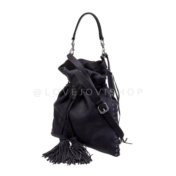 Navy Rebecca Minkoff 'Isobel' Leather Hobo Crossbody Fringe & Corset Details - Picture 2 of 5